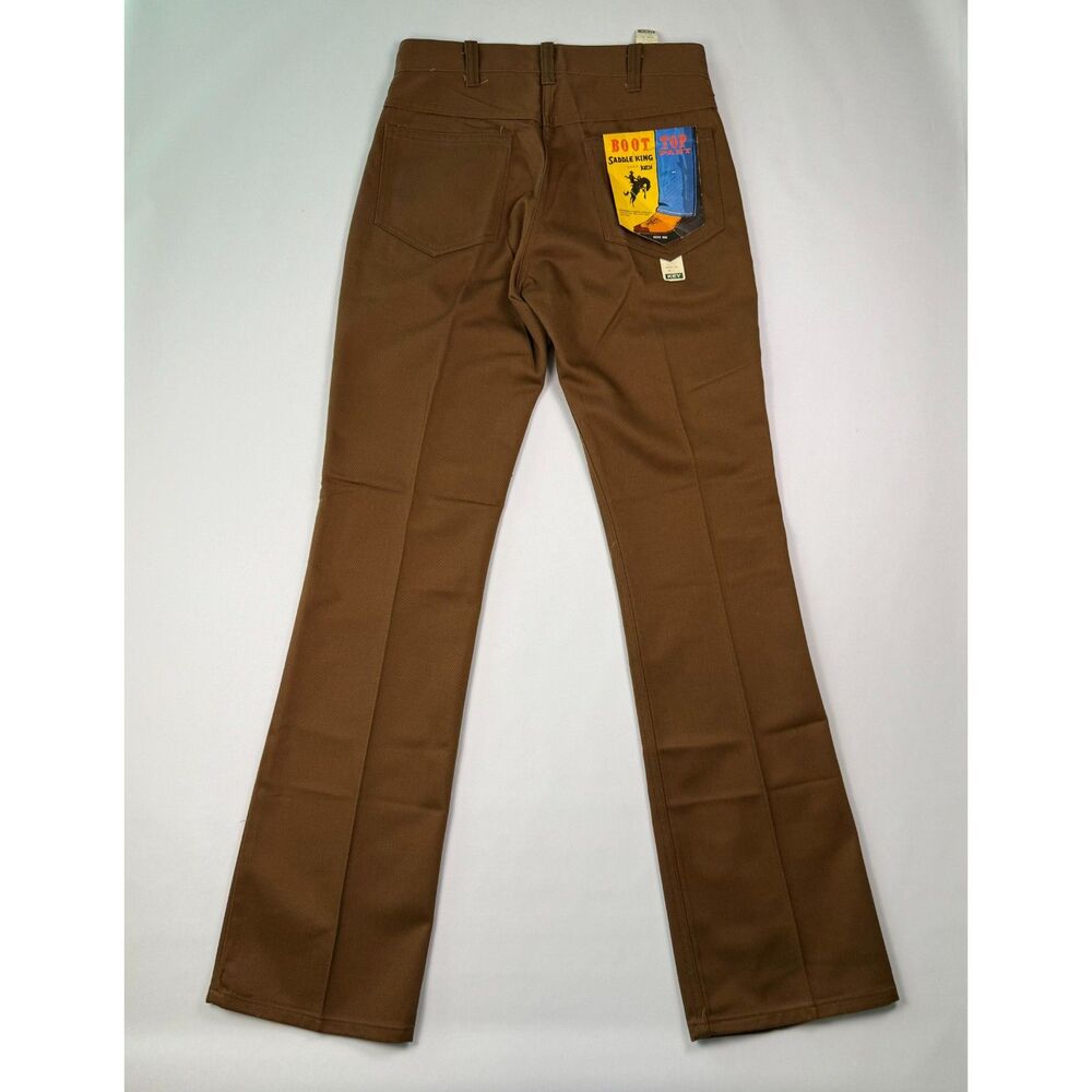 Vintage 70s Deadstock Saddle King KEY Western Pants 30L Brown Bootcut Cowboy